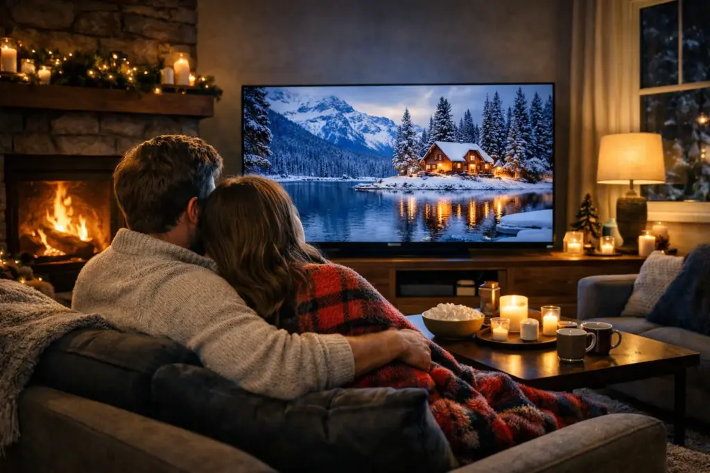 Moderne IPTV Box 2026 angeschlossen an Fernseher für ruckelfreies Streaming in Deutschland
